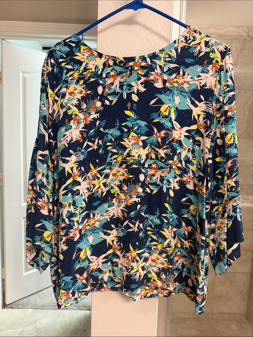 Anthropologie Sam & Lavi Navy Floral Print Top